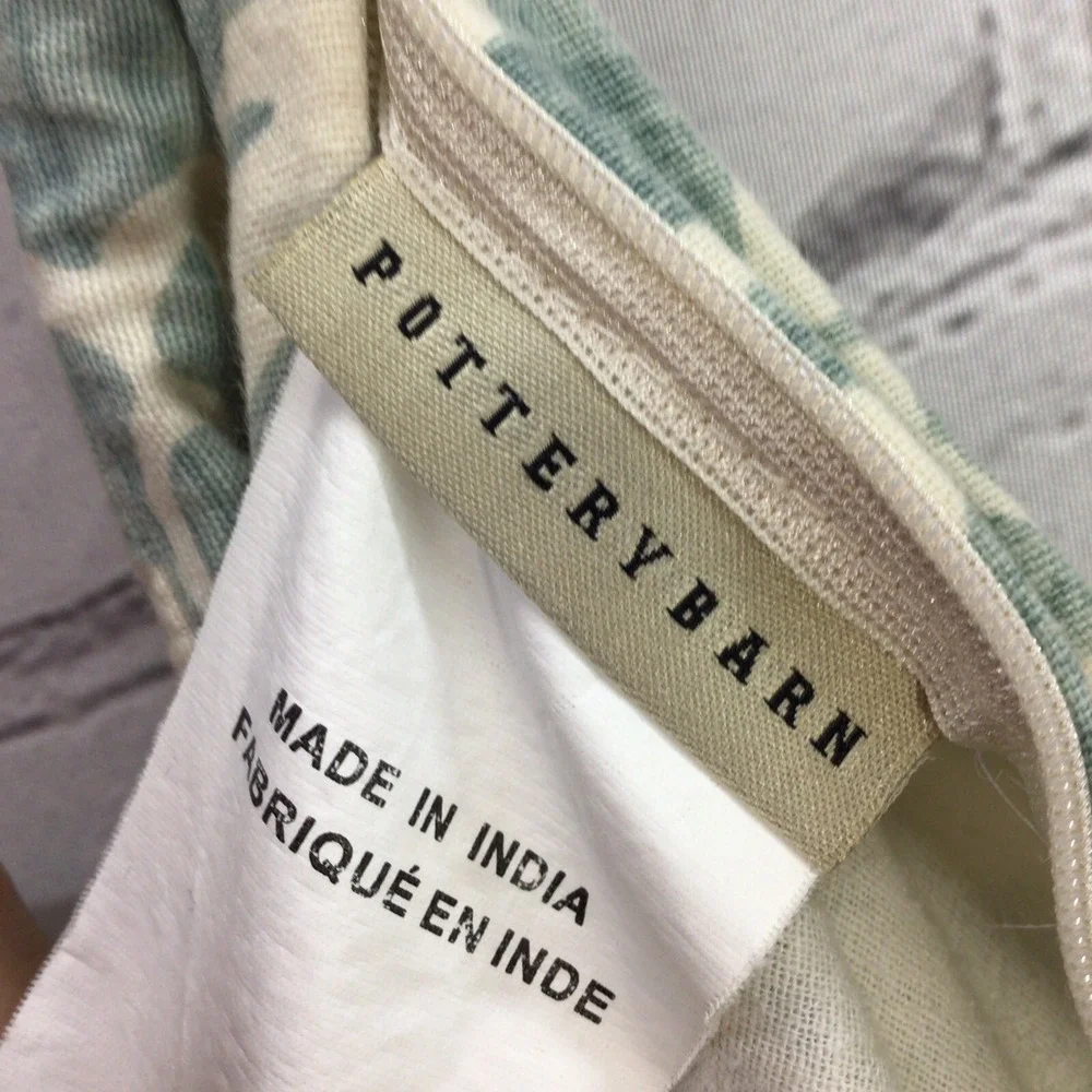 Pottery Barn‎ Pillow Sham Cover Zippered Green White 24X24